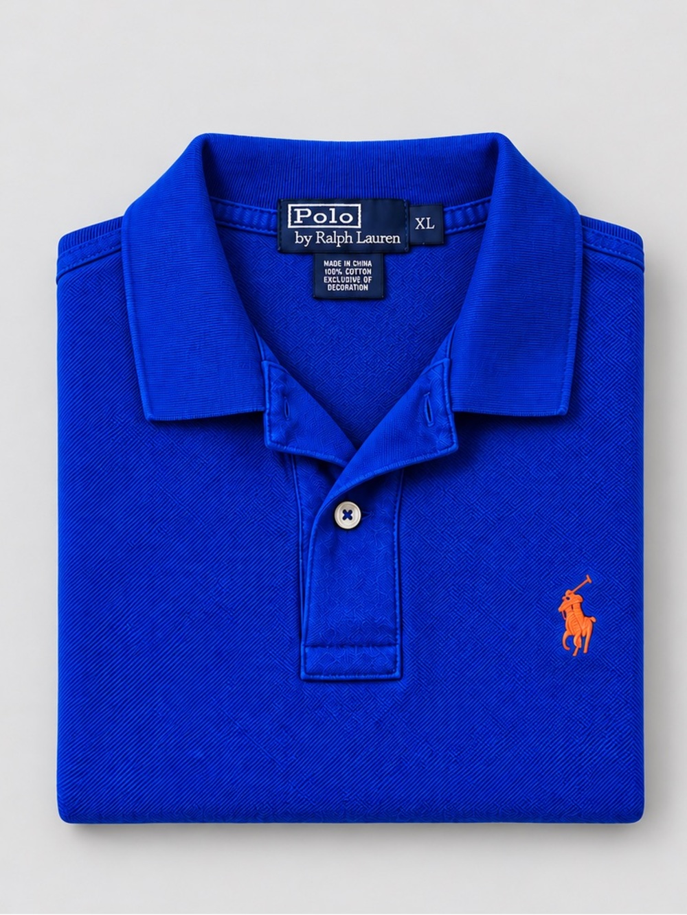 Vintage 90s Polo Ralph Lauren Mens Polo Shirt XL Preppy Logo Pony Cobalt Blue